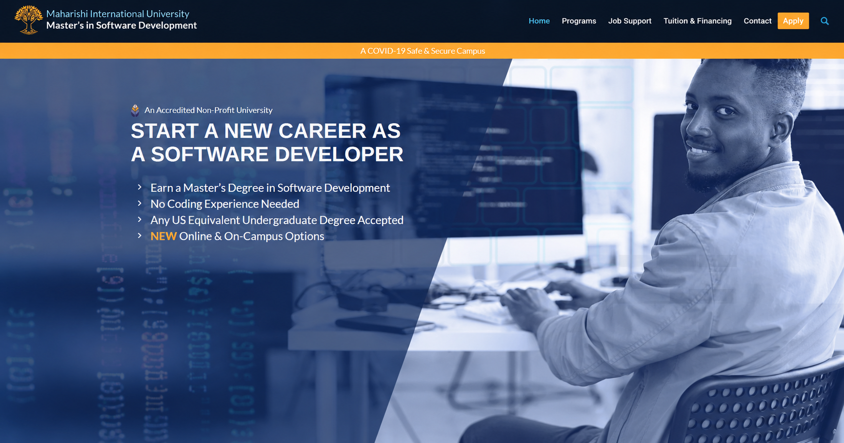 Historical MIU — Master’s in Software Development website screenshot